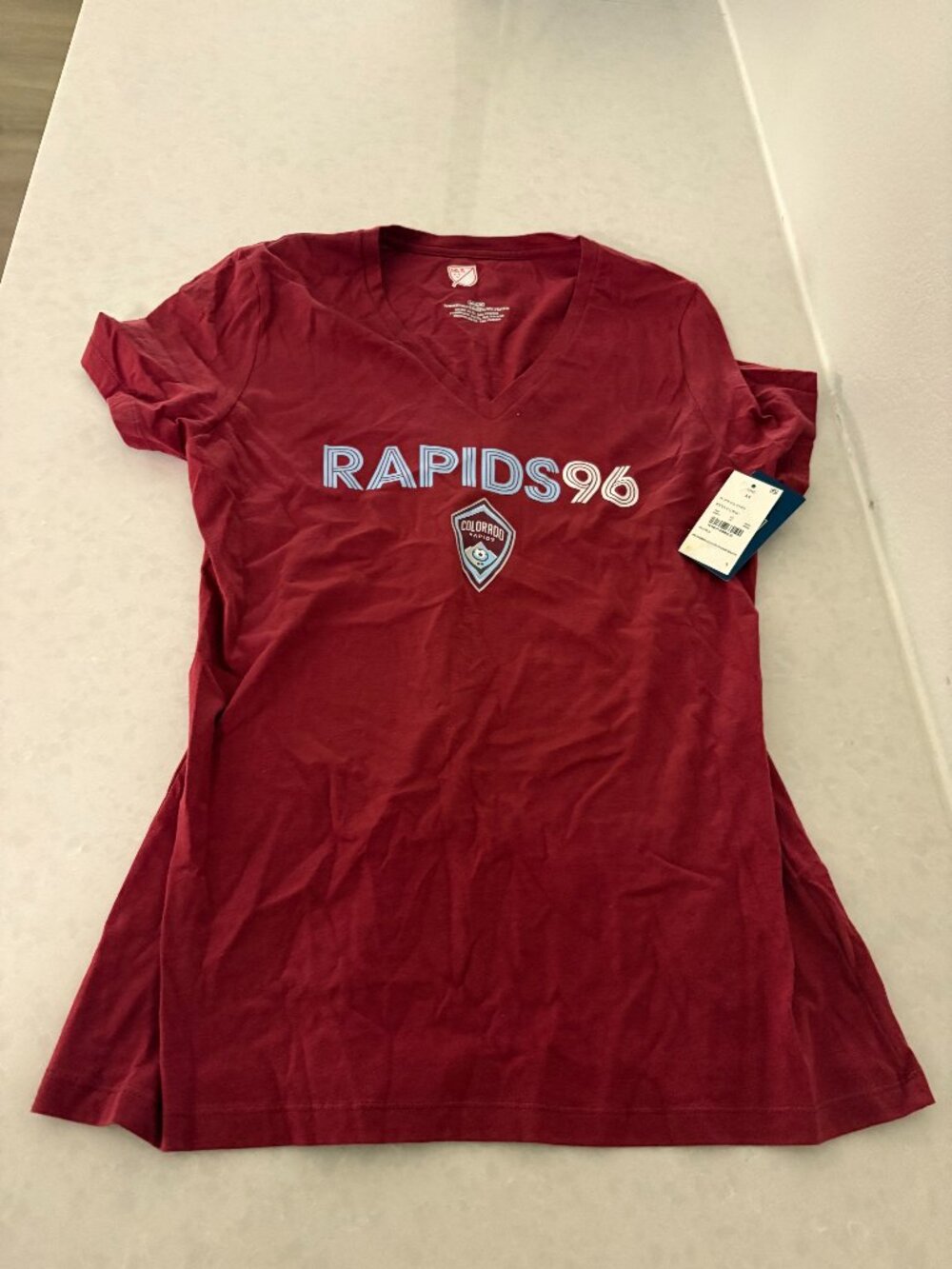 Colorado Rapids T Shirt Womens Medium Maroon Short Sleeve V Neck NEW NWT MLS